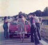 13. Carole. June, Sharon and our Army saviour - pushing Margaret's car.jpg